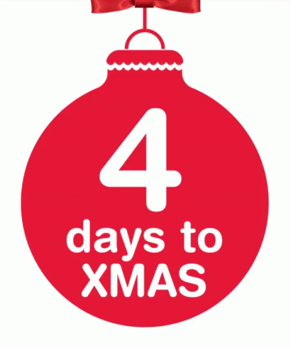 A Red Sign That Says 4 Days To Xmas On It GIF