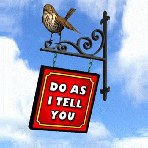 A Red Sign That Says Do As I Tell You GIF