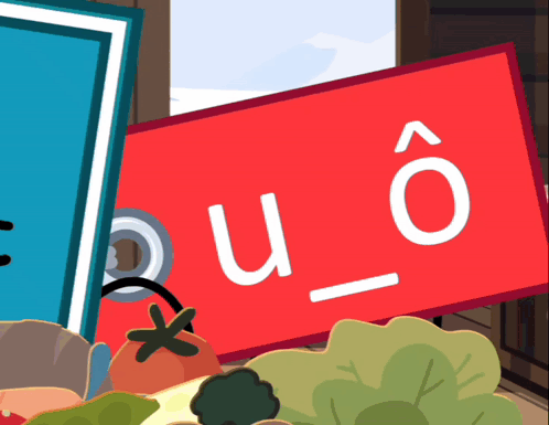 A Red Sign With The Letters U And O Written On It GIF
