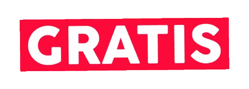 a red sign with the word gratis in white letters