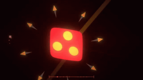 A Red Square With Four Yellow Circles On It GIF