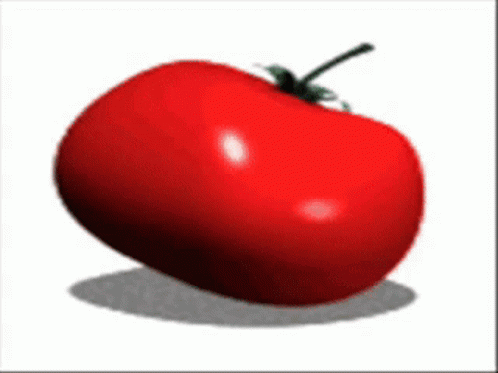 A Red Tomato On A White Background With A Shadow On The Ground GIF