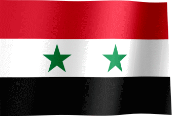 A Red White And Black Flag With Green Stars GIF