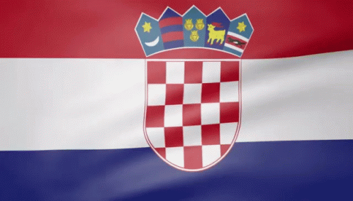 A Red White And Blue Flag With A Coat Of Arms On Top GIF
