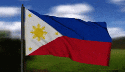 A Red White And Blue Flag With Yellow Stars GIF
