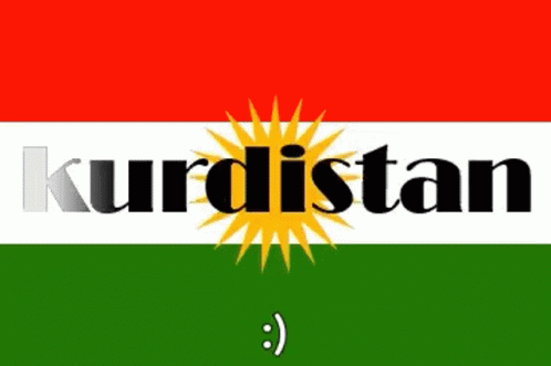 A Red White And Green Flag With The Word Kurdistan On It GIF