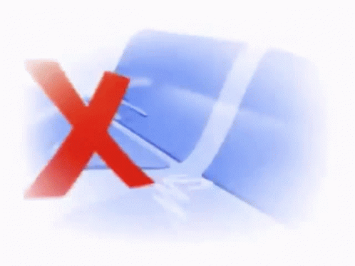 A Red X Is Crossed Out In Front Of A Blue Background GIF