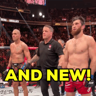 A Referee Stands Between Two Fighters In A Ring With The Words And New Written On The Bottom GIF