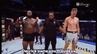 A Referee Stands Between Two Men In A Boxing Match And Says Derrick Owns You Fraudkov GIF