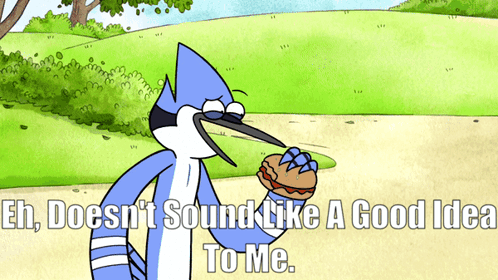 A Regular Show Cartoon Character Eating A Hamburger GIF