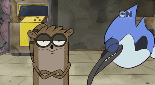 A Regular Show Cartoon With A Cn Logo On The Bottom Right GIF