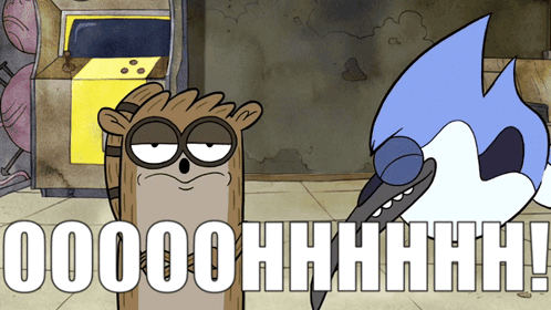 A Regular Show Cartoon With The Words 00000Hhhhh On The Bottom GIF