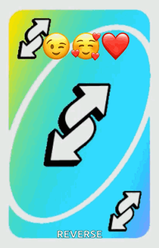 A Reverse Card With Two Arrows Pointing In Opposite Directions GIF
