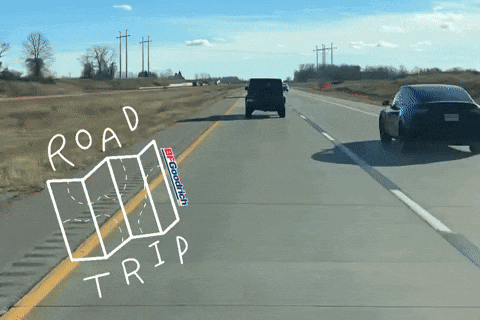 A Road Trip With A Map Drawn On The Road GIF