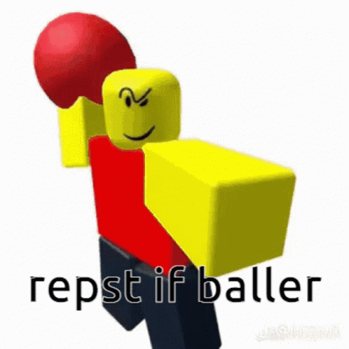 A Roblox Character Is Holding A Red Ball In His Hand And Says Repst If Baller GIF