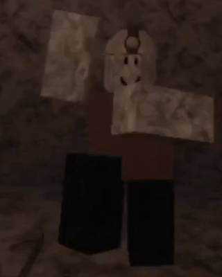 A Roblox Character Is Standing In A Dark Room With His Arms Outstretched And A Smile On His Face . GIF