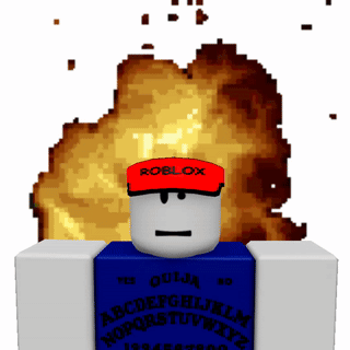 A Roblox Character Is Standing In Front Of An Exploding Background GIF