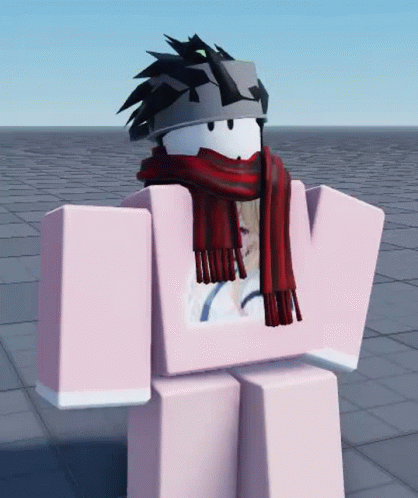 Roblox Character In Pink Shirt And Red Scarf GIF