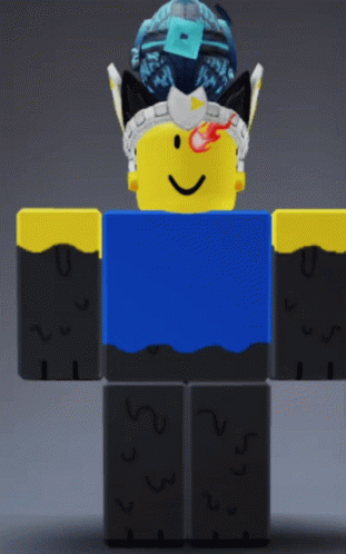 A Roblox Character Wearing A Blue Shirt And A Blue Hat GIF