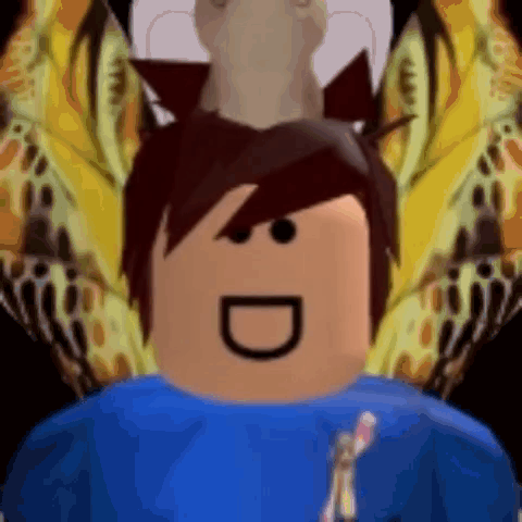 A Roblox Character With A Cat On Top Of His Head . GIF