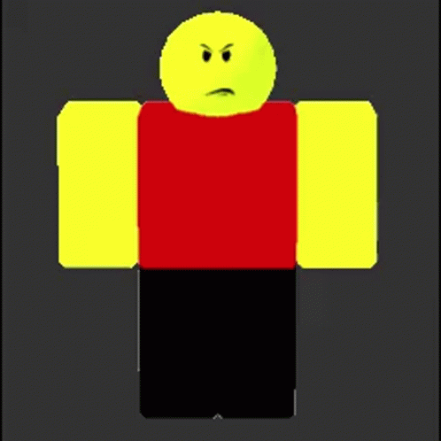 A Roblox Character With A Red Shirt And A Yellow Face Is Standing In Front Of The Word Ball GIF