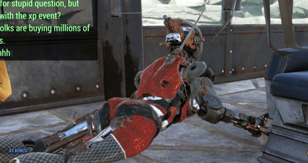 A Robot Is Laying Down In Front Of A Screen That Says For Stupid Question But With The Xp Event Folks Are Buying Million GIF
