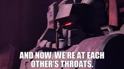 A Robot Is Saying `` And Now , We 'Re At Each Other 'S Throats '' . GIF