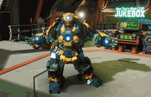 A Robot Is Standing In Front Of A Jukebox That Says " Now That 'S What I Call Jukebox " GIF
