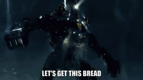 A Robot Says Let 'S Get This Bread In A Dark Room GIF