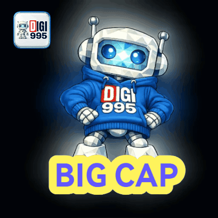 A Robot Wearing A Blue Hoodie That Says Digi 995 On It GIF