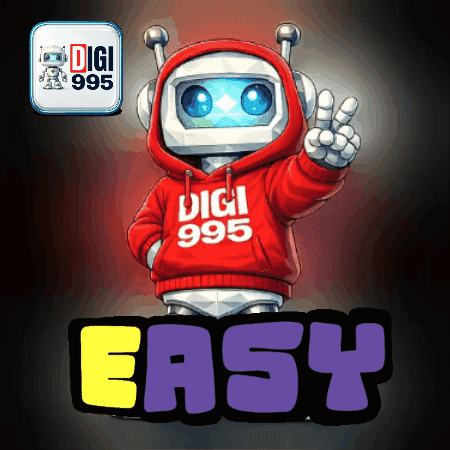 A Robot Wearing A Red Hoodie That Says Digi 995 GIF