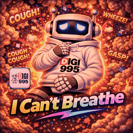 A Robot Wearing Headphones And A Digi 995 Sweatshirt GIF
