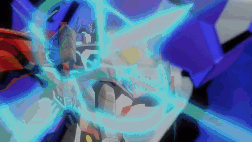 A Robot With A Blue Light Coming Out Of It 'S Chest GIF
