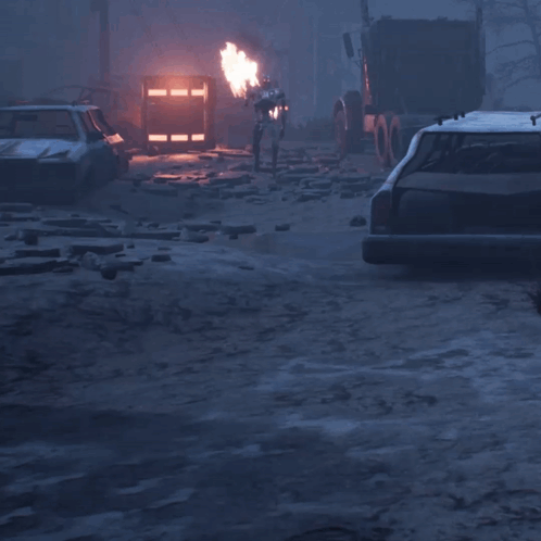 A Robot With Flames Coming Out Of It 'S Chest GIF