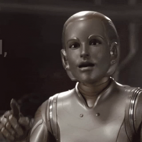 A Robot With The Words Girl Same On The Bottom GIF