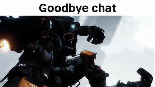 A Robot With The Words Goodbye Chat On It GIF