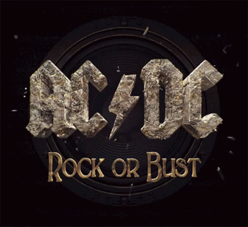 A Rock Or Bust Logo With A Broken Rock In The Center GIF