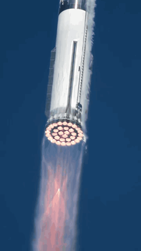 A Rocket Is Flying Through The Air With Smoke Coming Out Of The Top GIF