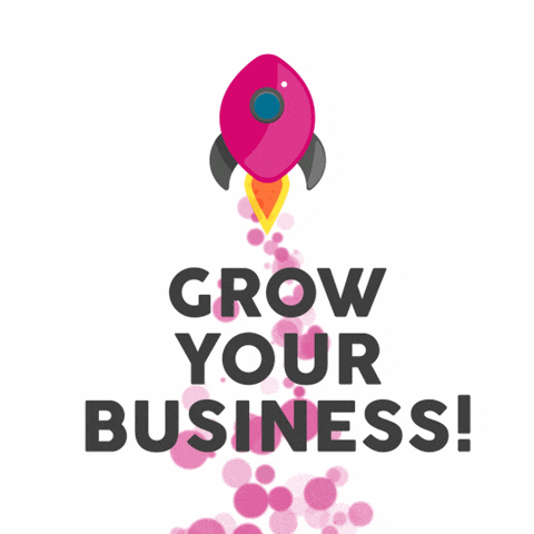 A Rocket Is Flying Through The Air With The Words Grow Your Business Below It GIF