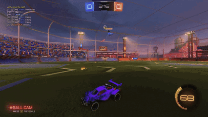 A Rocket League Game Is Being Played And The Ball Is Flying Through The Air GIF