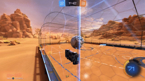A Rocket League Game Is Being Played On A Computer Screen GIF