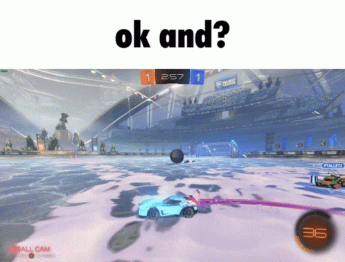 a rocket league game is being played with the words ok and on the bottom