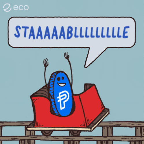 A Roller Coaster With A Coin On It And A Speech Bubble That Says Staaaaabllllll GIF