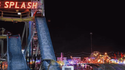 A Roller Coaster With The Word Splash Written On It GIF