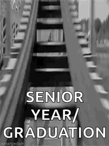 A Roller Coaster With The Words Senior Year / Graduation On The Bottom GIF