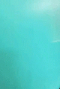 A Room With Teal Walls And A Bed In It GIF