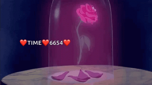 A Rose In A Glass Dome With The Words Time 6654 GIF