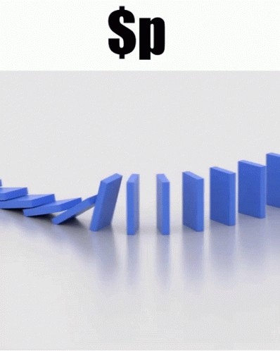 A Row Of Blue Dominoes With A Dollar Sign Above GIF