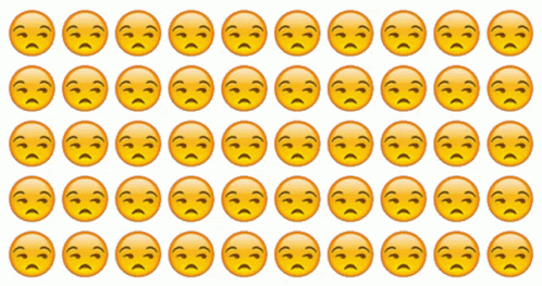 A Row Of Smiley Faces With A Sad Face On Them GIF