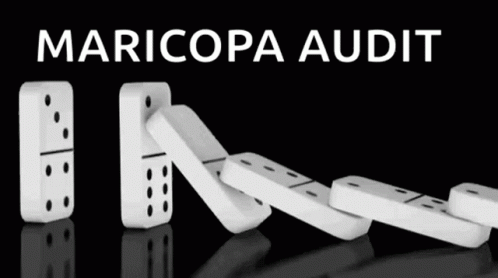 A Row Of White Dominoes On A Black Background With The Words Maricopa Audit Written Above Them GIF
